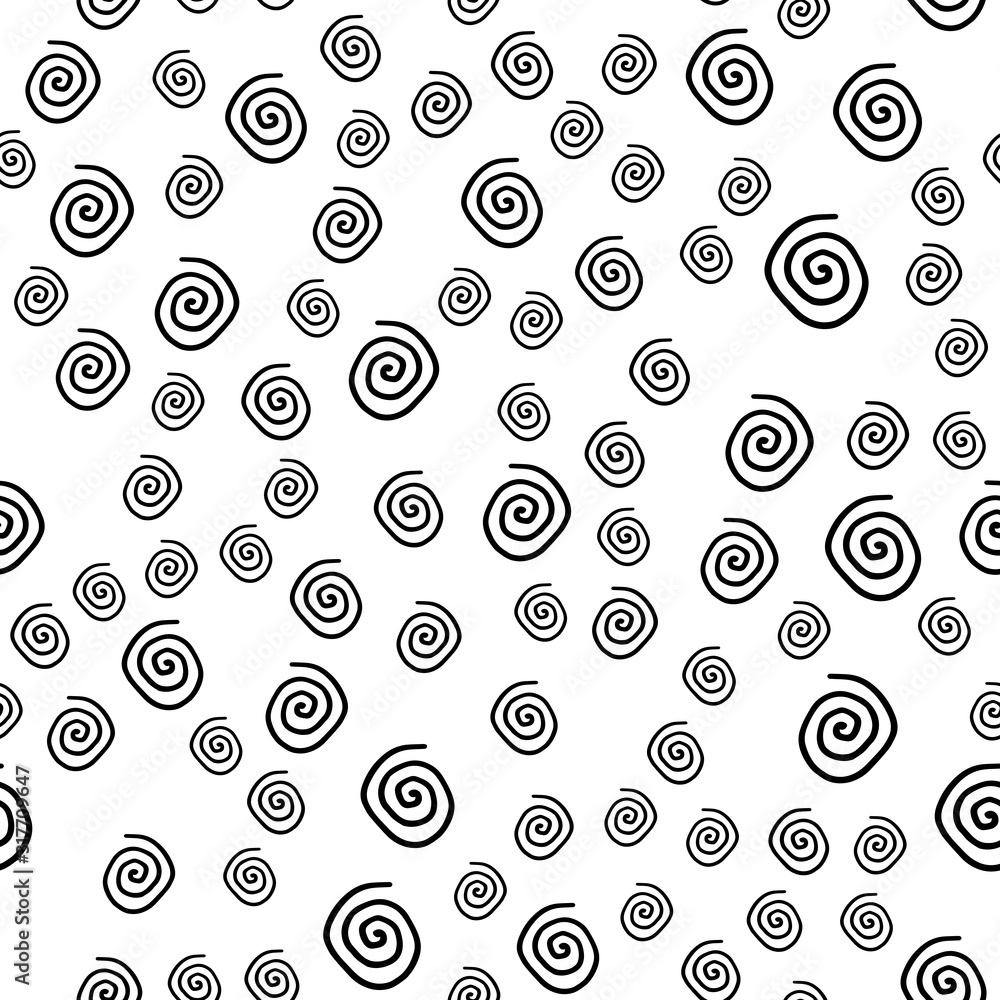 Absctract nordic trandy pattern with spiral for decoration interior, print posters, greating card, bussines banner, wrapping in modern scandinavian style in vector. Doodle style