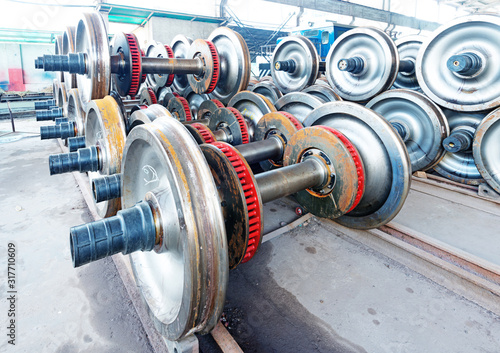 heavy industry factory,production of the steel train wheels