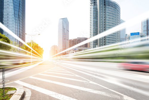The sunset of the busy roads of major cities