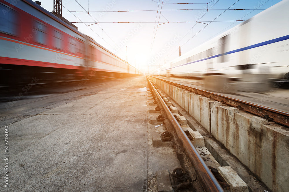 Naklejka premium fast moving train