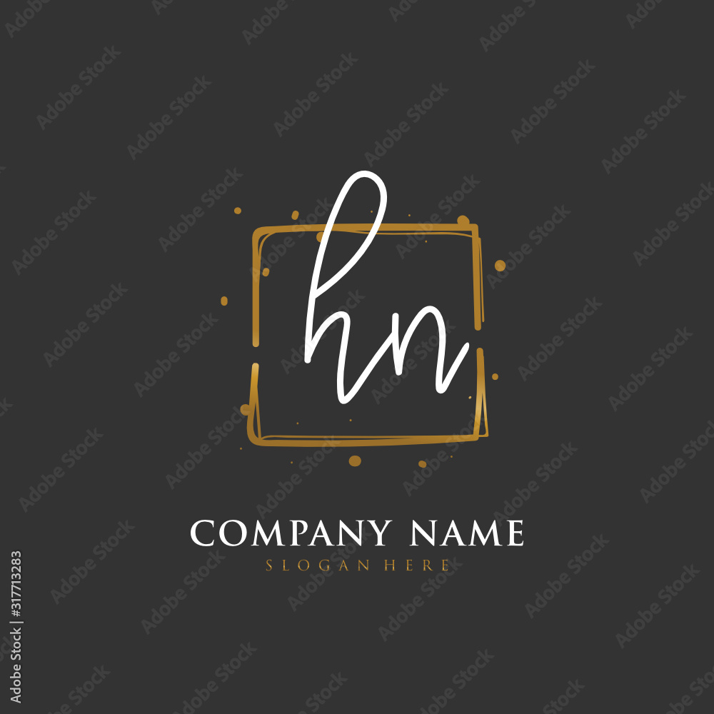 Handwritten initial letter H N HN for identity and logo. Vector logo template with handwriting and signature style. Handwritten initial letter H N HN for identity and logo. Vector logo template with handwriting and signature style.