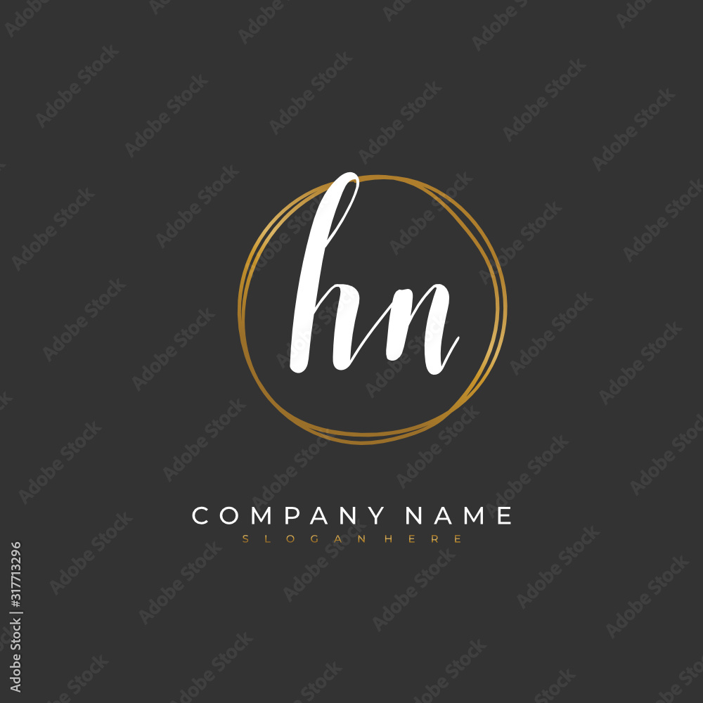 Handwritten initial letter H N HN for identity and logo. Vector logo template with handwriting and signature style. Handwritten initial letter H N HN for identity and logo. Vector logo template with handwriting and signature style.