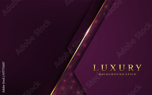 modern luxury Purple background vector overlap layer on dark and shadow black space with abstract for design. graphic illustration Texture with line golden Sparkles glitters dots element decoration.