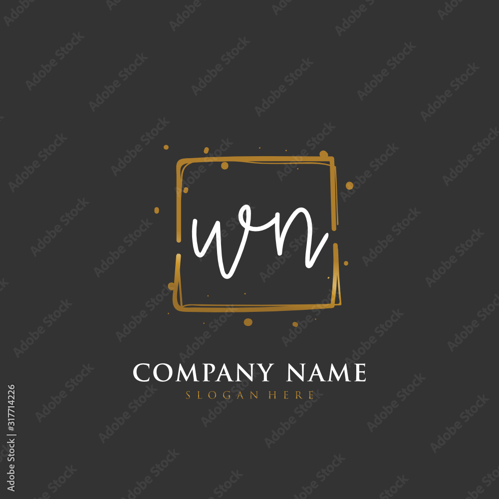 Handwritten initial letter W N WN for identity and logo. Vector logo template with handwriting and signature style. Handwritten initial letter W N WN for identity and logo. Vector logo template with handwriting and signature style.