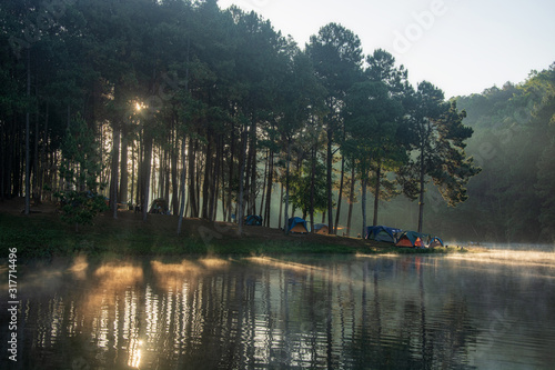 Morning light at Pang Ung, Mae Hong Son in Thailand.