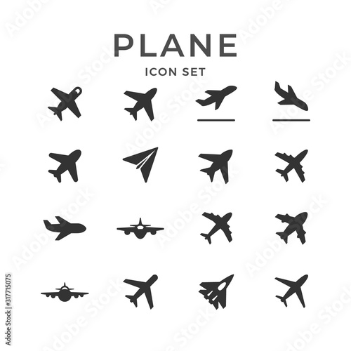 Vászonkép Set glyph icons of plane