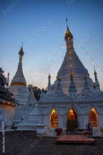 Phra That Doi Kong Mu at nigth, Mae Hong Son,Thailand.