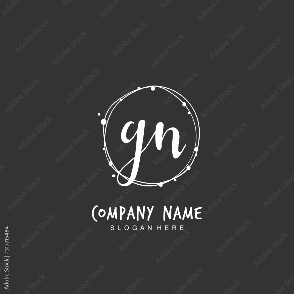 Handwritten initial letter G N GN for identity and logo. Vector logo template with handwriting and signature style. Handwritten initial letter G N GN for identity and logo. Vector logo template with handwriting and signature style.