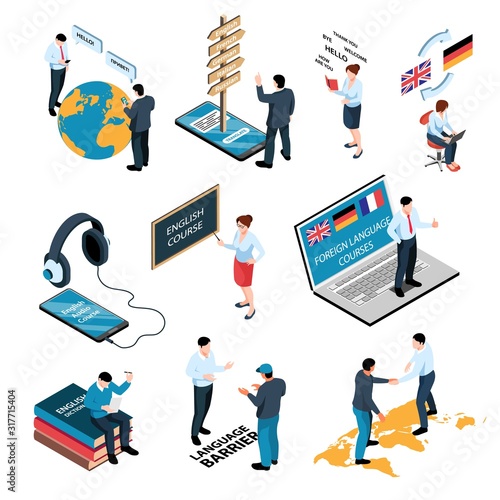 Isometric Language School Isometric Set