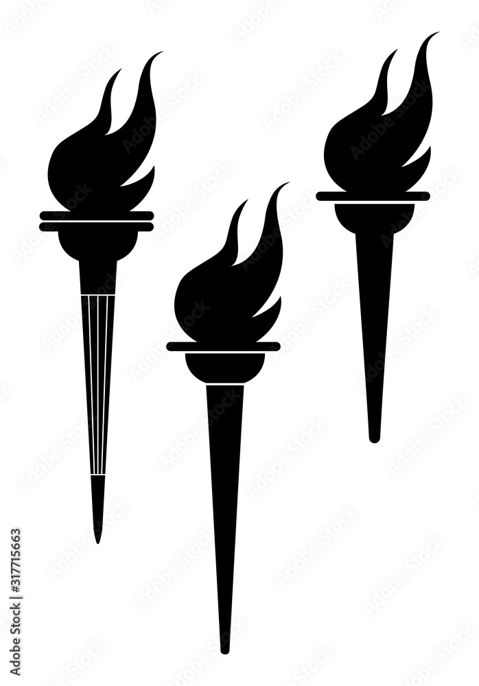 Torch is a classic form. Olympic flame. Silhouette drawing illustration Torch is a classic form. Olympic flame. Silhouette drawing illustration