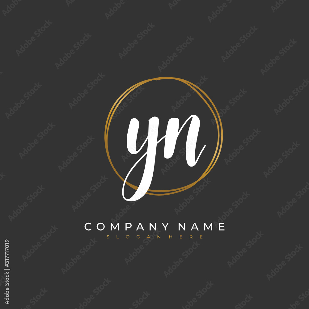 Handwritten initial letter Y N YN for identity and logo. Vector logo template with handwriting and signature style. Handwritten initial letter Y N YN for identity and logo. Vector logo template with handwriting and signature style.