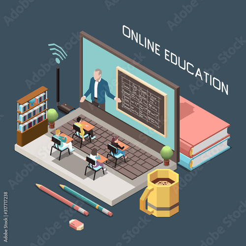 Online Education Isometric Design Concept
