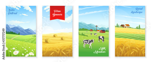 Farm Realistic Banners Set