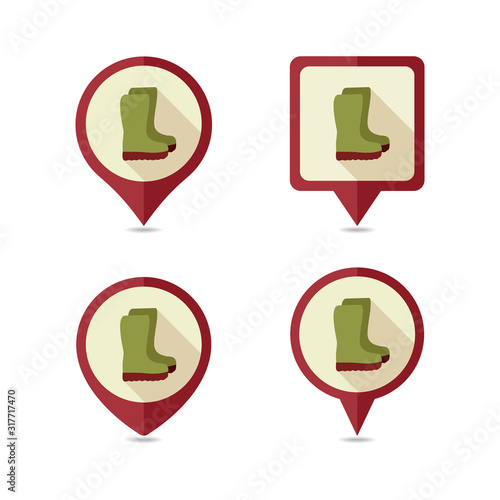 Rubber boots, gumboots, wellies pin map icon