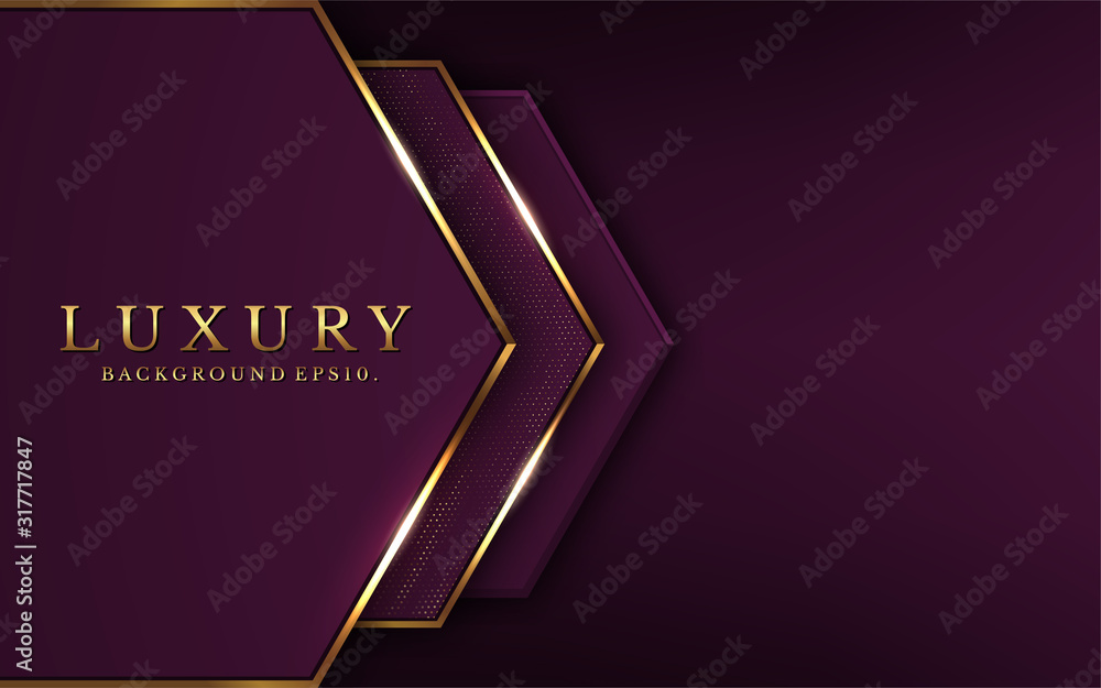 modern luxury Purple background vector overlap layer on dark and shadow black space with abstract for design. graphic illustration Texture with line golden Sparkles glitters dots element decoration. - obrazy, fototapety, plakaty 