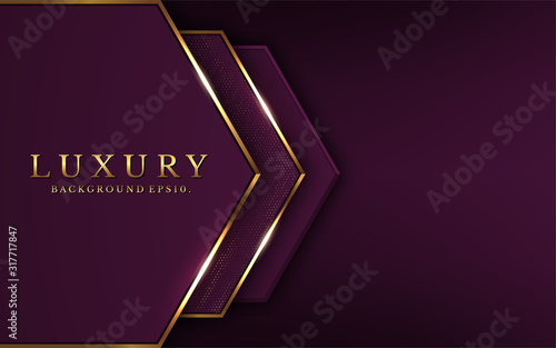 modern luxury Purple background vector overlap layer on dark and shadow black space with abstract for design. graphic illustration Texture with line golden Sparkles glitters dots element decoration.