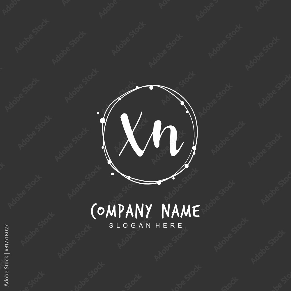 Handwritten initial letter X N XN for identity and logo. Vector logo template with handwriting and signature style.