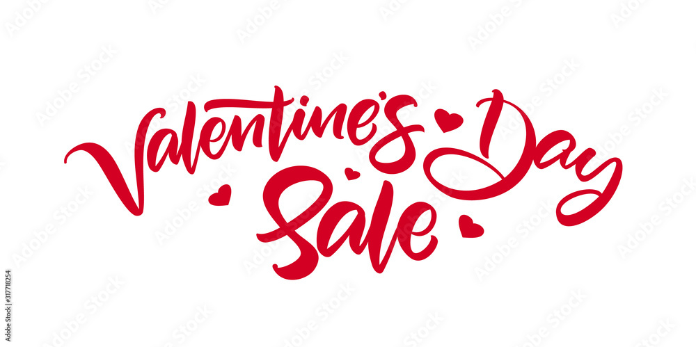 Handwritten offer lettering of Valentine's Day Sale. Handwritten offer lettering of Valentine's Day Sale.
