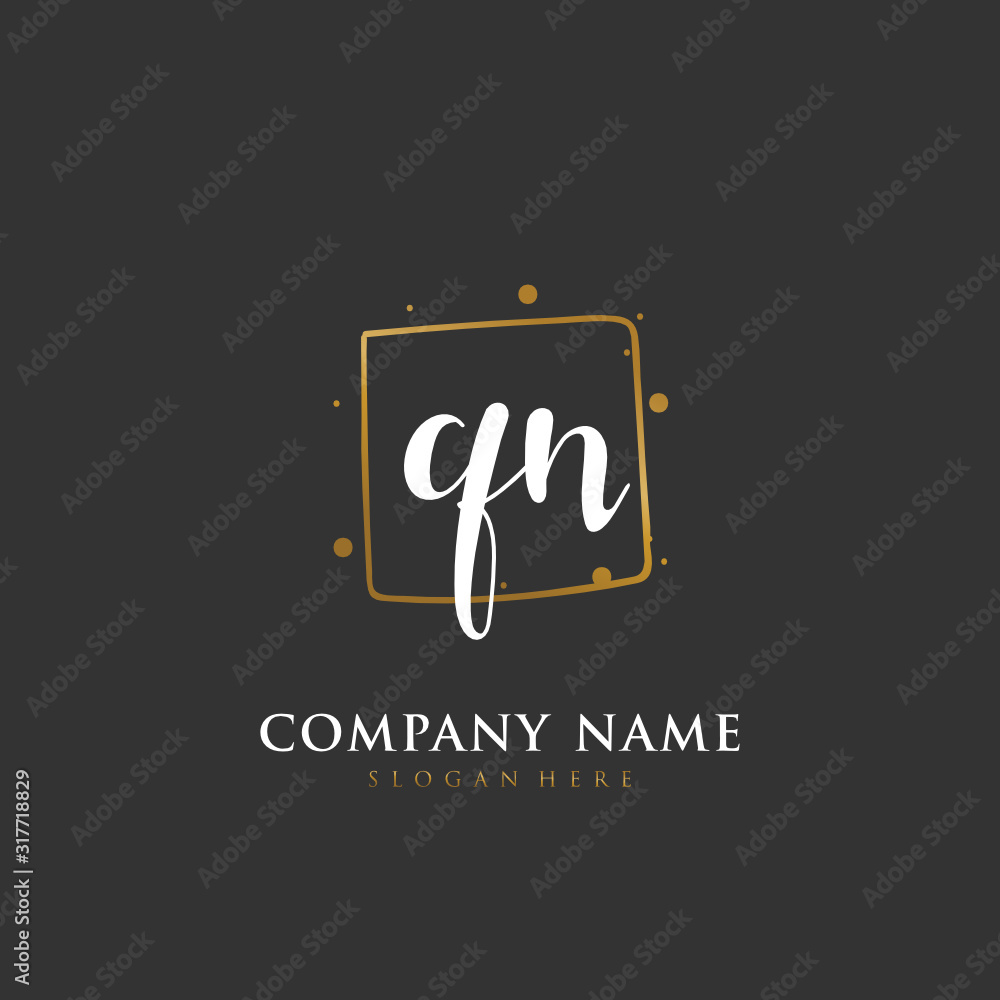 Handwritten initial letter Q N QN for identity and logo. Vector logo template with handwriting and signature style. Handwritten initial letter Q N QN for identity and logo. Vector logo template with handwriting and signature style.