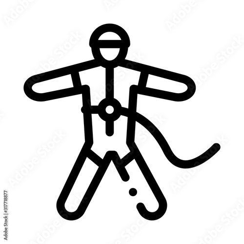 Skydiver with Insurance Icon Vector. Outline Skydiver with Insurance Sign. Isolated Contour Symbol Illustration