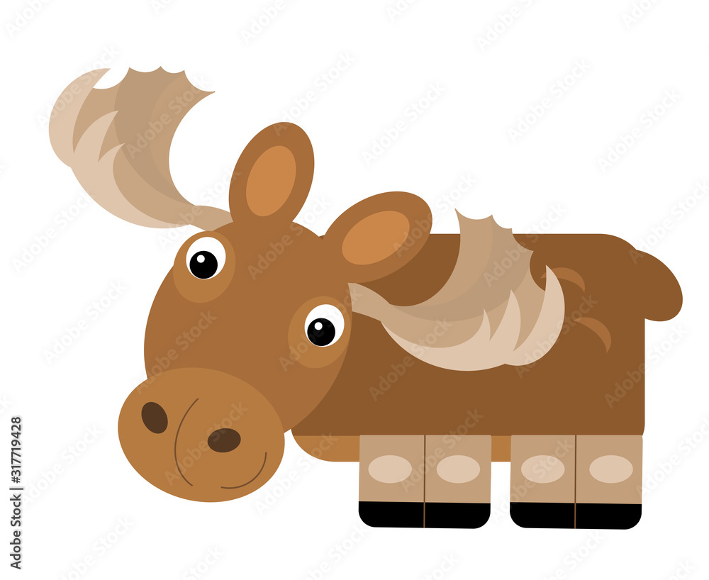 Fototapeta premium cartoon scene with moose elk on the white background illustration