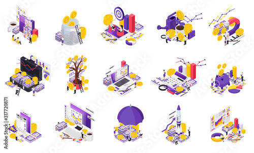 Isometric Wealth Management Icon Set