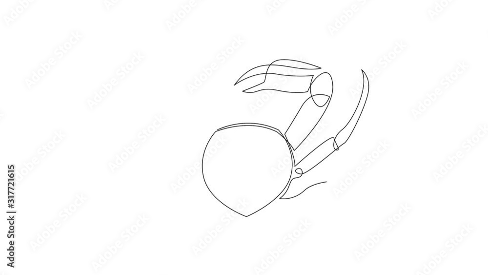 Self drawing simple animation of single continuous one line drawing of crab. Drawing by hand, black lines on a white background. Self drawing simple animation of single continuous one line drawing of crab. Drawing by hand, black lines on a white background.