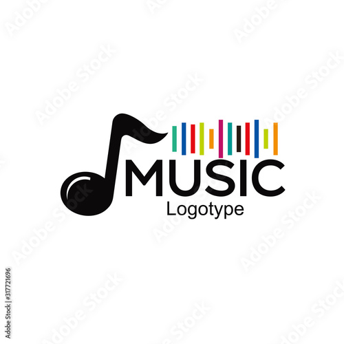 Music Note Logo Design, Vector illustration, Graphic Design Note web logotype. Abstract music logo icon vector design. Sound recording studio, night party. School of Music, disco, vocal course, compos