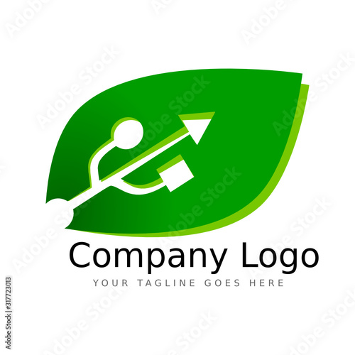 Green leaf technology logo icon agrotechnology implementation