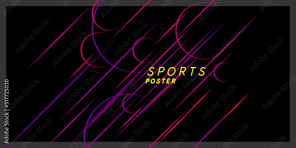 Abstract elements with dynamic lines. Sports poster. Modern vector illustration.
