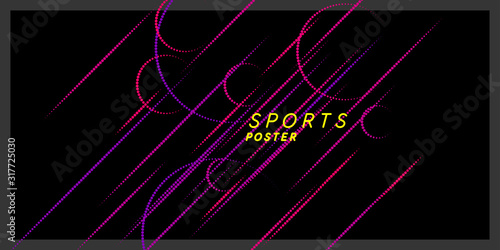 Abstract elements with dynamic lines. Sports poster. Modern vector illustration.