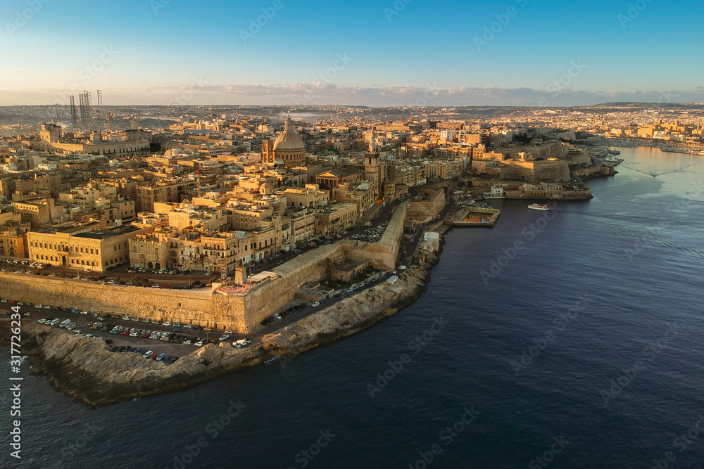 Beautiful aerial scenery of Malta with Sliema city