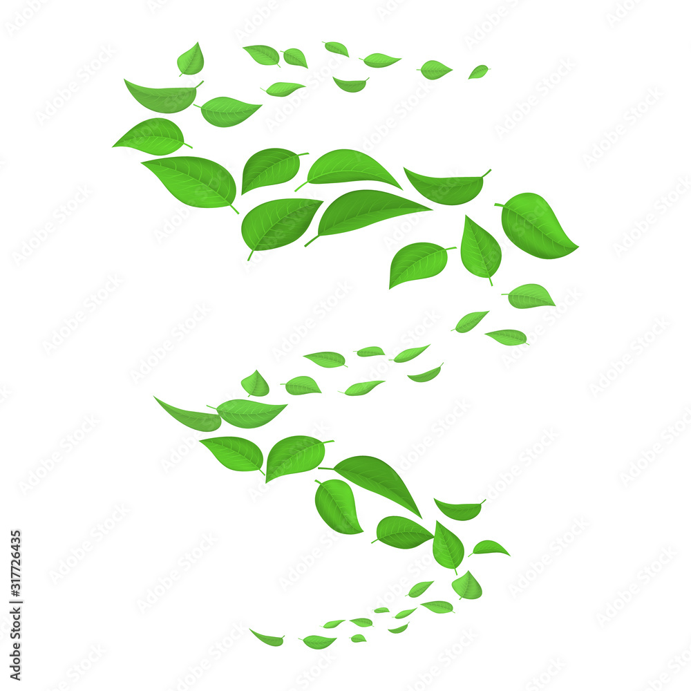 Flying green leaves in the wind Flying green leaves in the wind