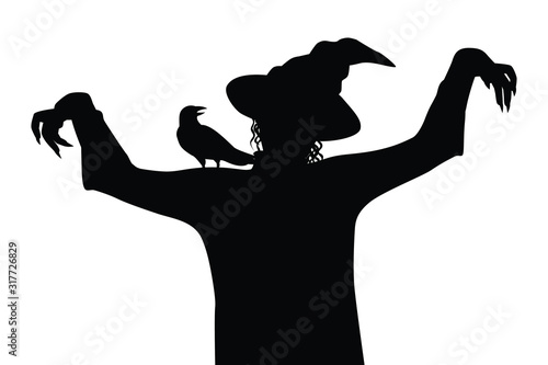 Female witch silhouette vector