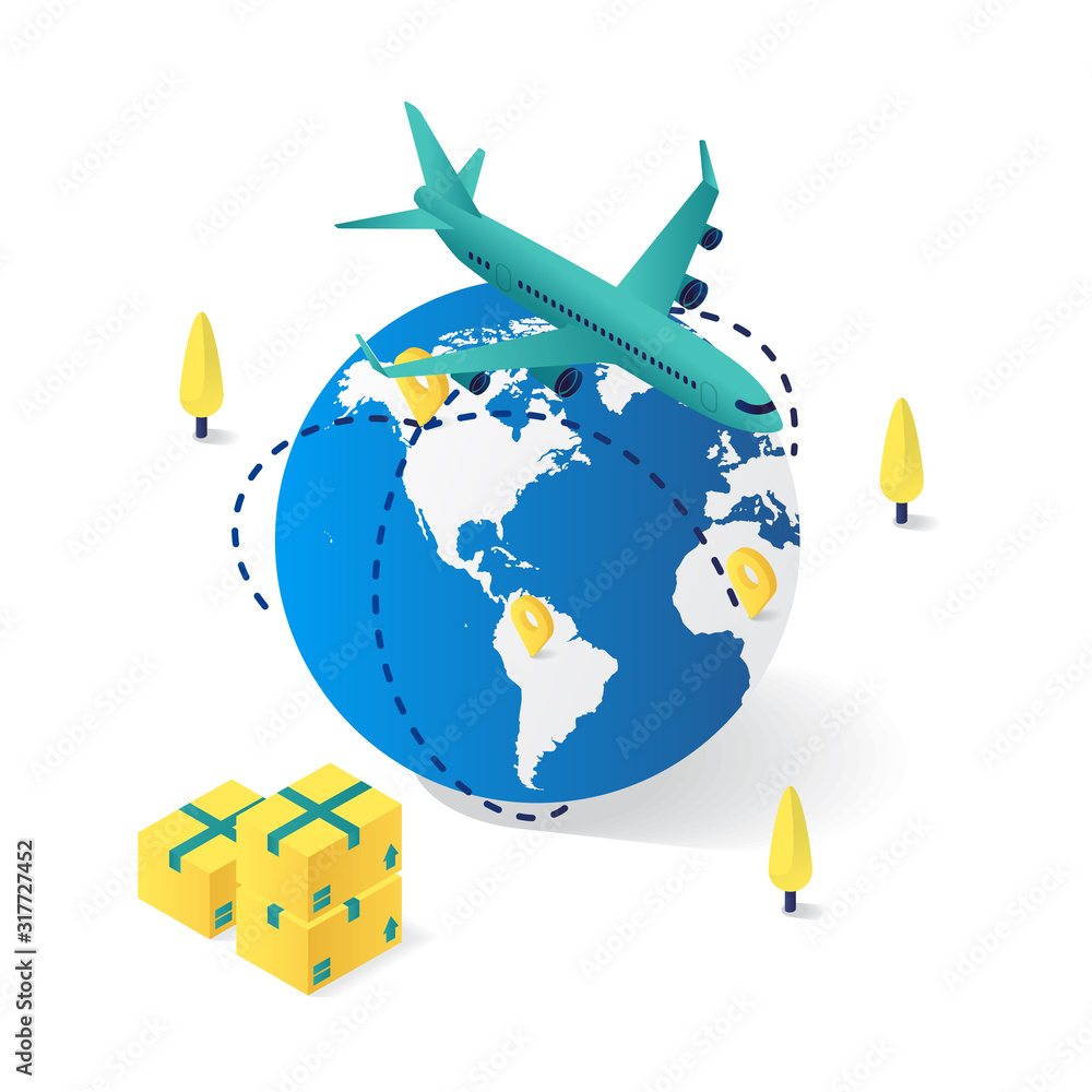 Naklejka premium delivery service flat 3d isometric illustration. perfect for website landing page or apps illustration.
