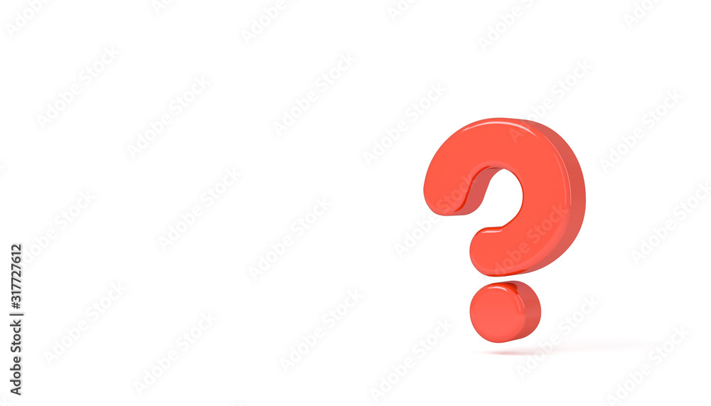 Red question mark symbol isolated on white background with clipping path. High detailed 3D font character, Modern font for business ,banner, poster, cover, logo design template element. 3d render Red question mark symbol isolated on white background with clipping path. High detailed 3D font character, Modern font for business ,banner, poster, cover, logo design template element. 3d render