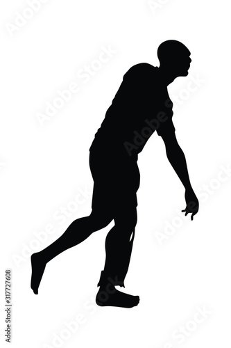 Zombie silhouette vector on white background