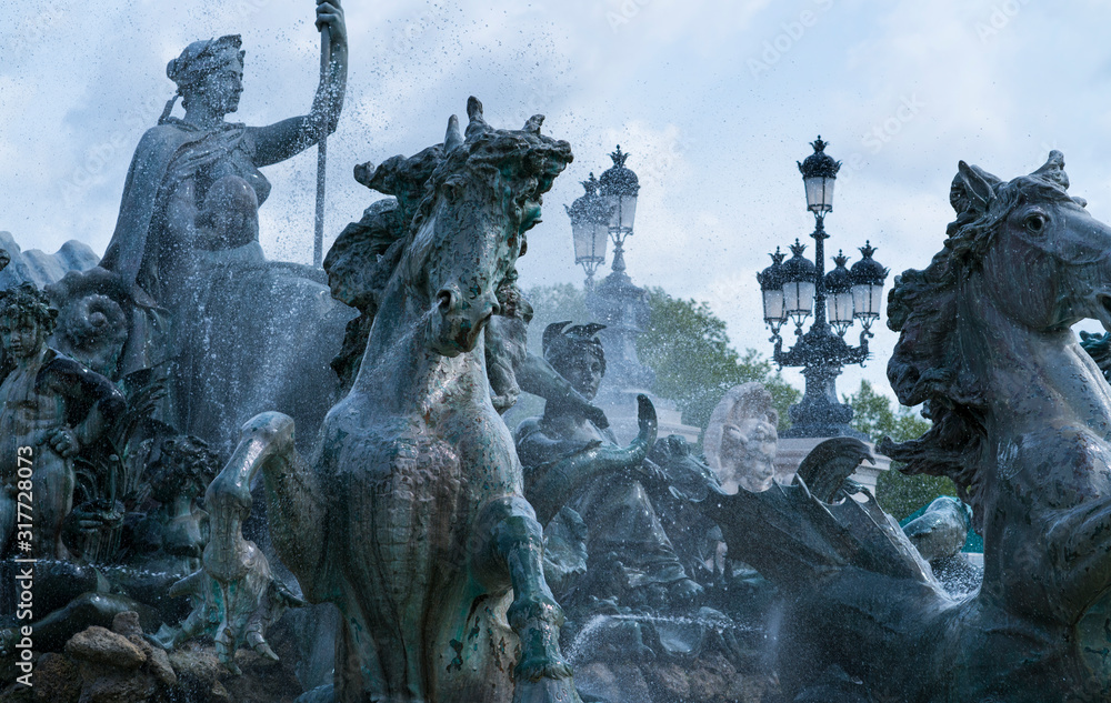 Fountain with Girondins monument, Quinconces Square, Bordeaux, Nouvelle Aquitaine, France, Europe