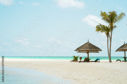 Sandy beach on the spit of the island of Kuredu  Maldives
