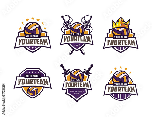 VOLLEYBALL SET PACK BADGE,EMBLEM LOGO DESIGN
