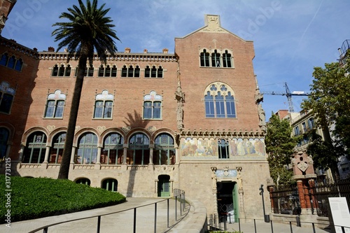 Hospital Sant Pau. Barcelona Spain. 06. September. 2014. The hospital complex was built in 1901-1930. in the El Ginardo area. The ensemble of buildings of the Hospital of the Holy Cross and St. Paul