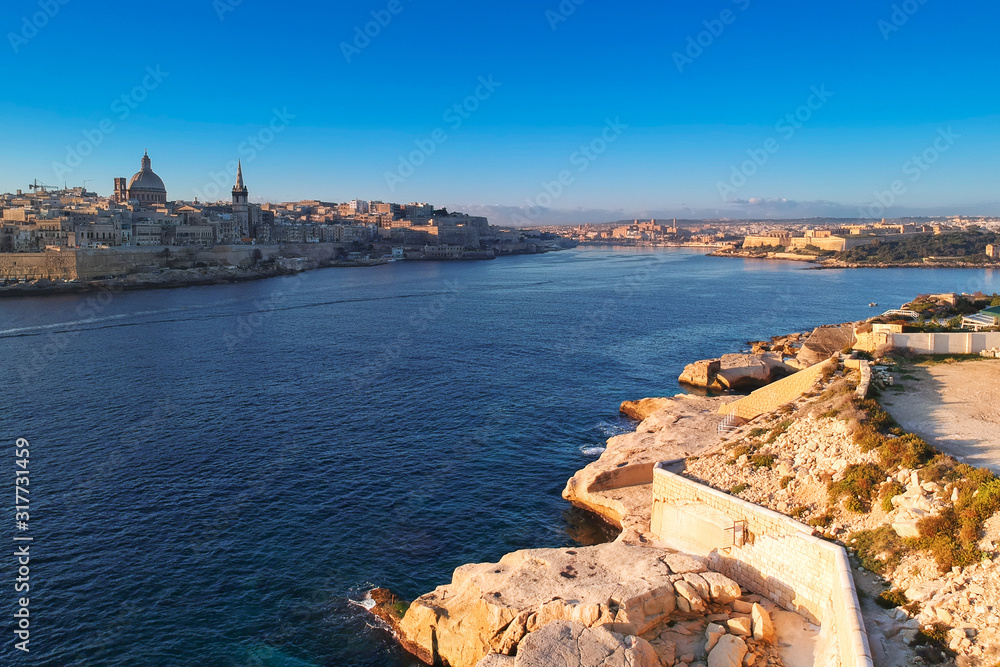 Beautiful aerial scenery of Malta with Sliema coastline