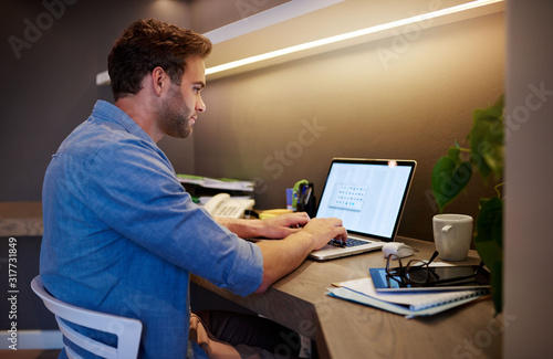 Young entrepreneur using a laptop in his home office