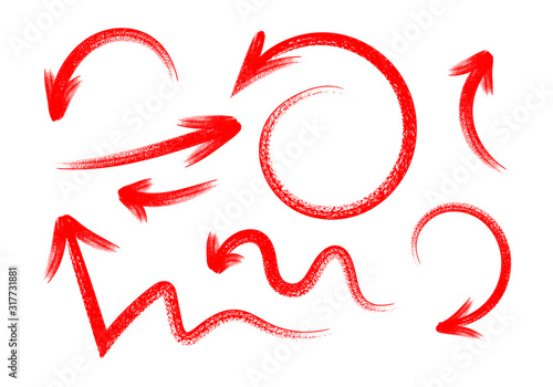 Grunge hand drawn set of arrows isolated on white