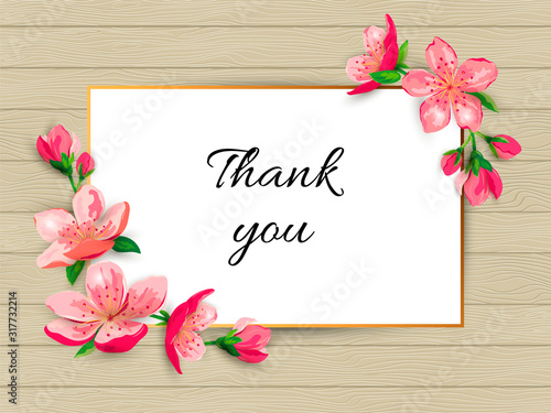 Spring invitations with blossom sakura, cherry flowers. Place for text. Great for oriental ivite, flyer, beauty offer, wedding, bridal shower, poster, baby shower, Mother and Woman day. Thank you card