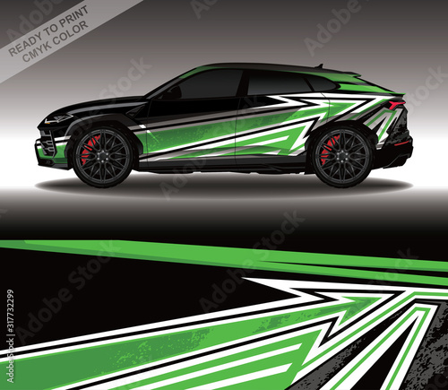 Car wrap decal design vector, custom livery race rally car vehicle sticker and tinting.