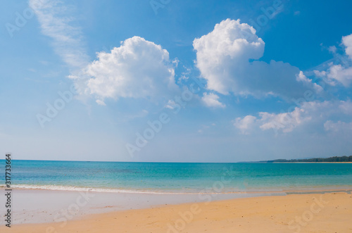 Landscape of beautiful tropical beaches of Thailand and the blue sky
