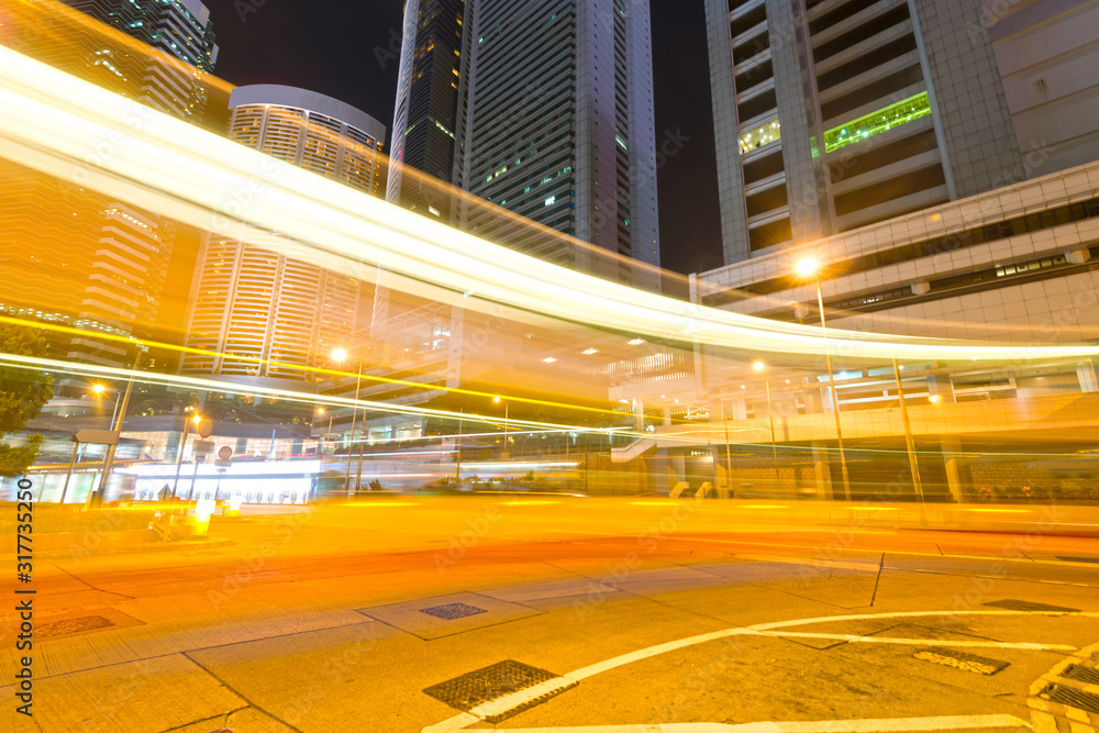 Fototapeta premium Hong Kong night view with car light