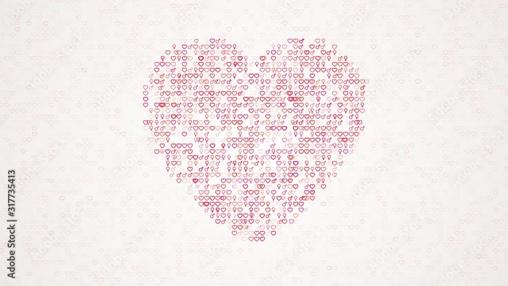 Valentine's Day greeting card, heart shape from sets of little hearts venus and mars sign, displacement effect Valentine's Day greeting card, heart shape from sets of little hearts venus and mars sign, displacement effect