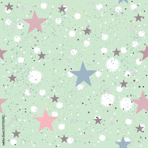 Wallpaper Mural Creative Hand Drawn Seamless Pattern with Stars. Torontodigital.ca